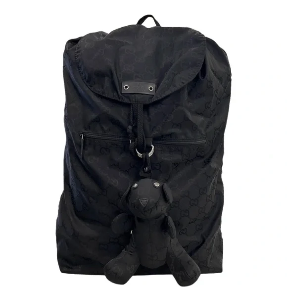Gucci Monogram Nylon Bear Charm Backpack Gucci GG Supreme Monogram Bees Print Small Day Backpack  main image 3